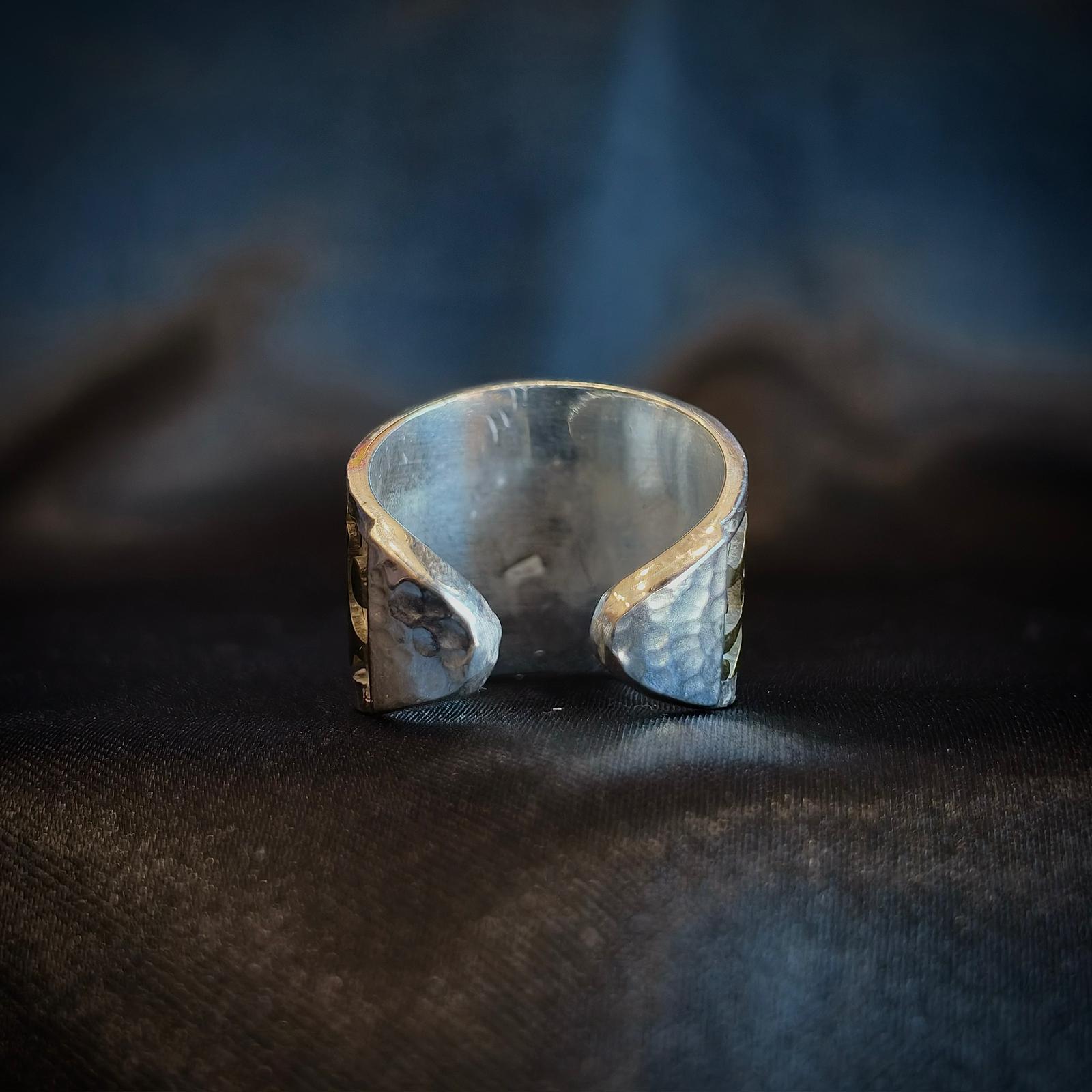 Golden Calligraphy Hammered Ring 7398
