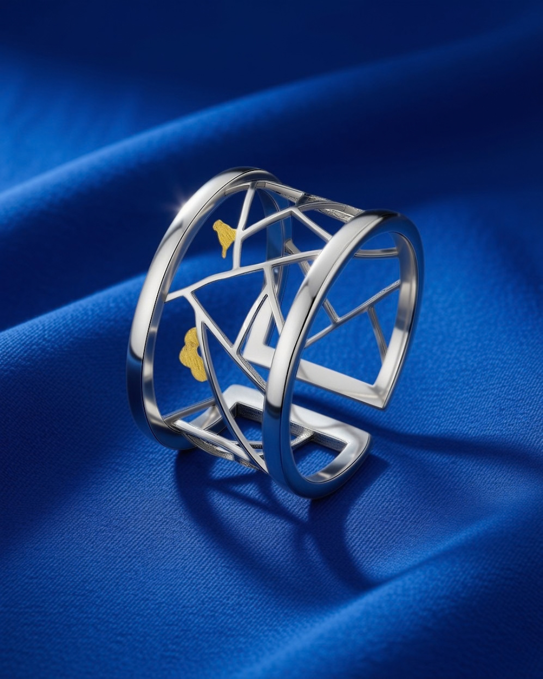 Golden Birds Branch Ring 7407 ﺧﺎﺗﻢ