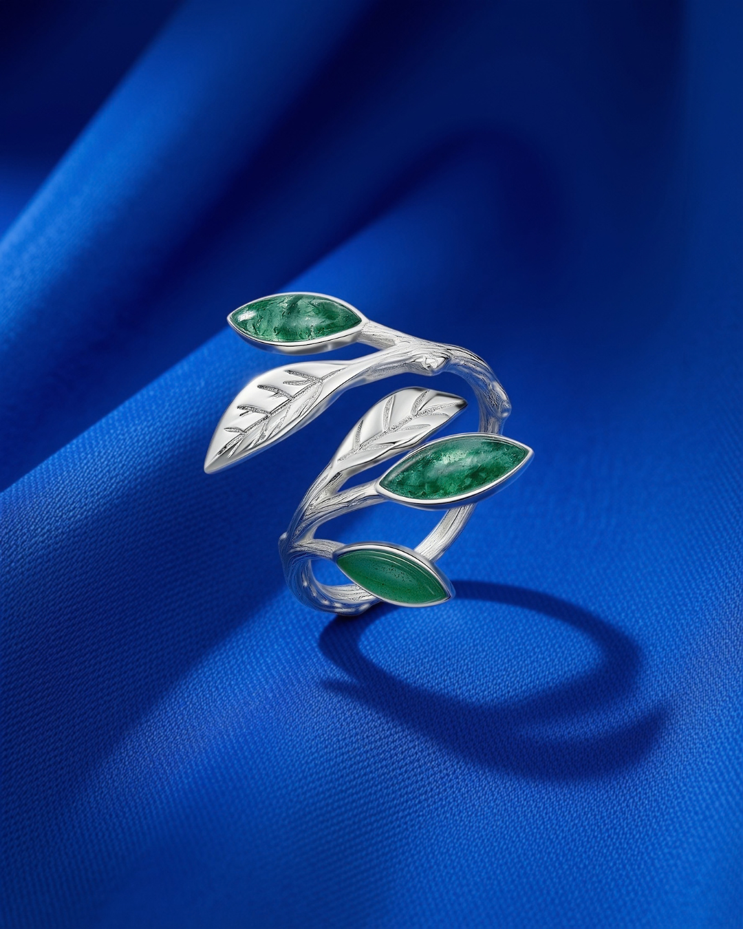 Aventurine Leaf Branch Ring 7408 ﺧﺎﺗﻢ