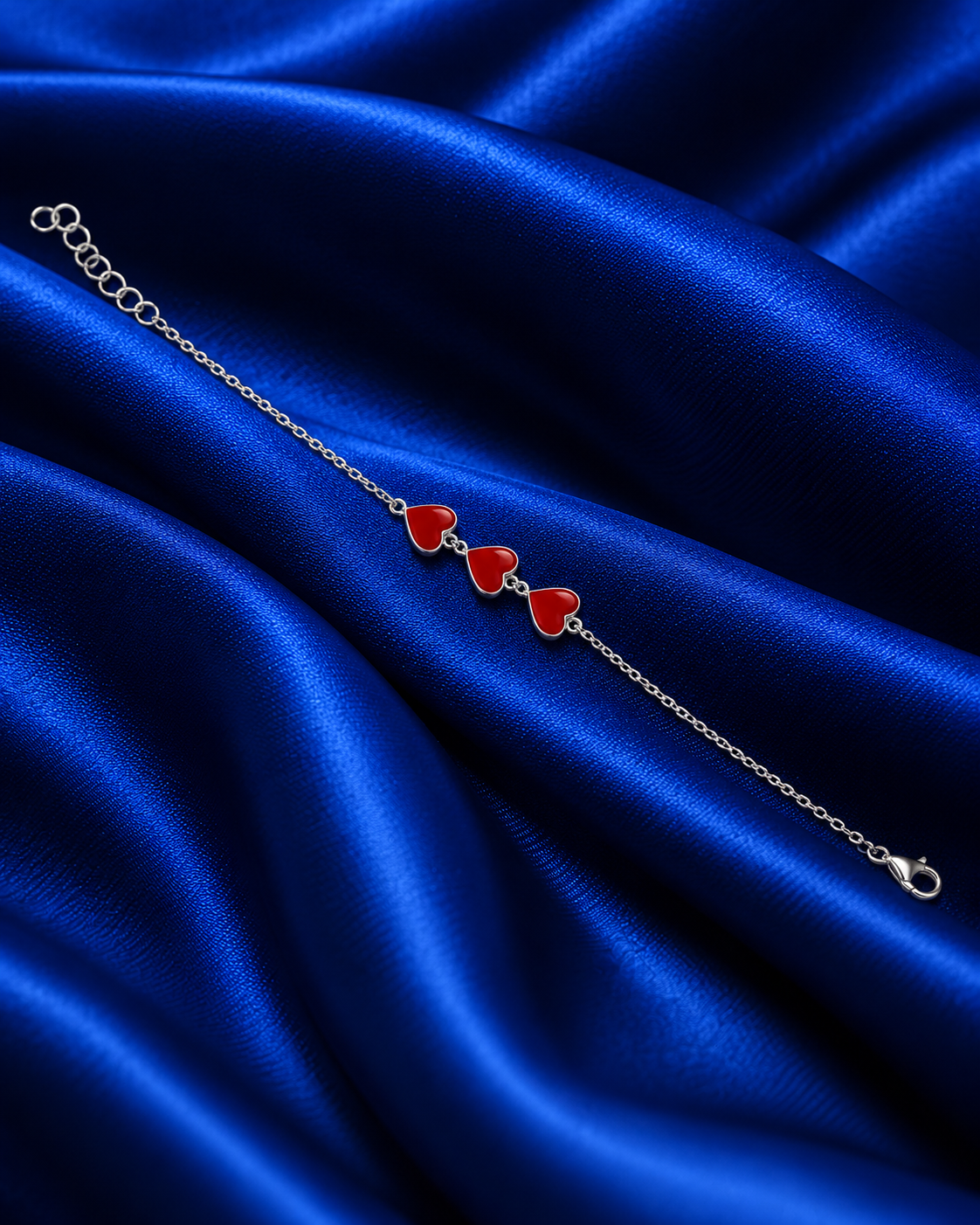 Three Hearts Red Bracelet