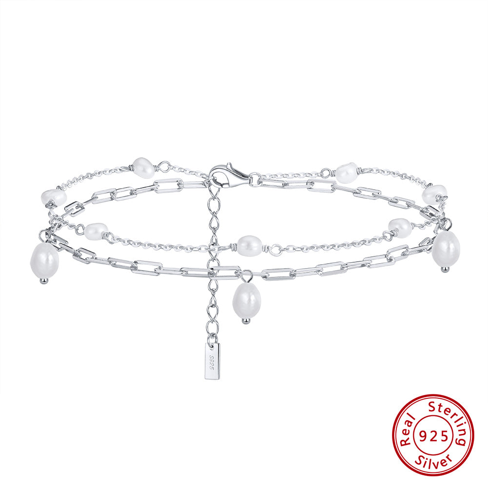 Double chain Anklet with Pearls