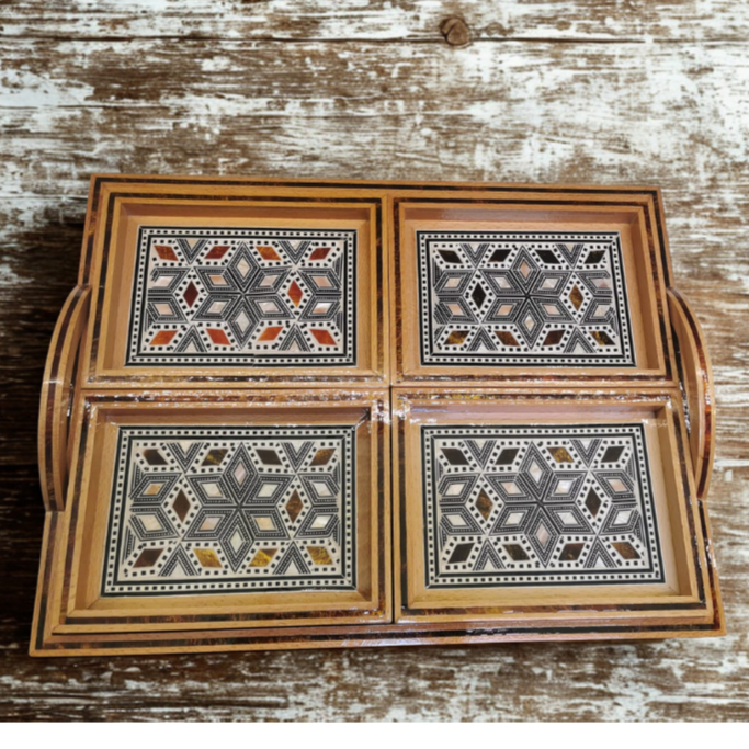 Set of Sadaf mixed beech trays صينية HG00153