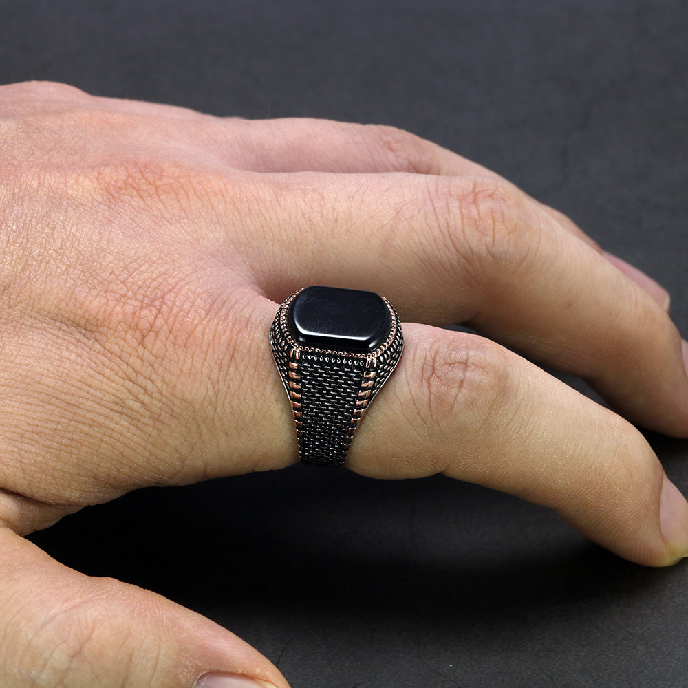 Black Agate Edge Ring