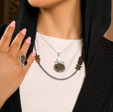 "تحقيق الأحلام" قلادة من الفضة والنحاس 2245 - "قلادة أمنياتي المحققة من الفضة والنحاس"