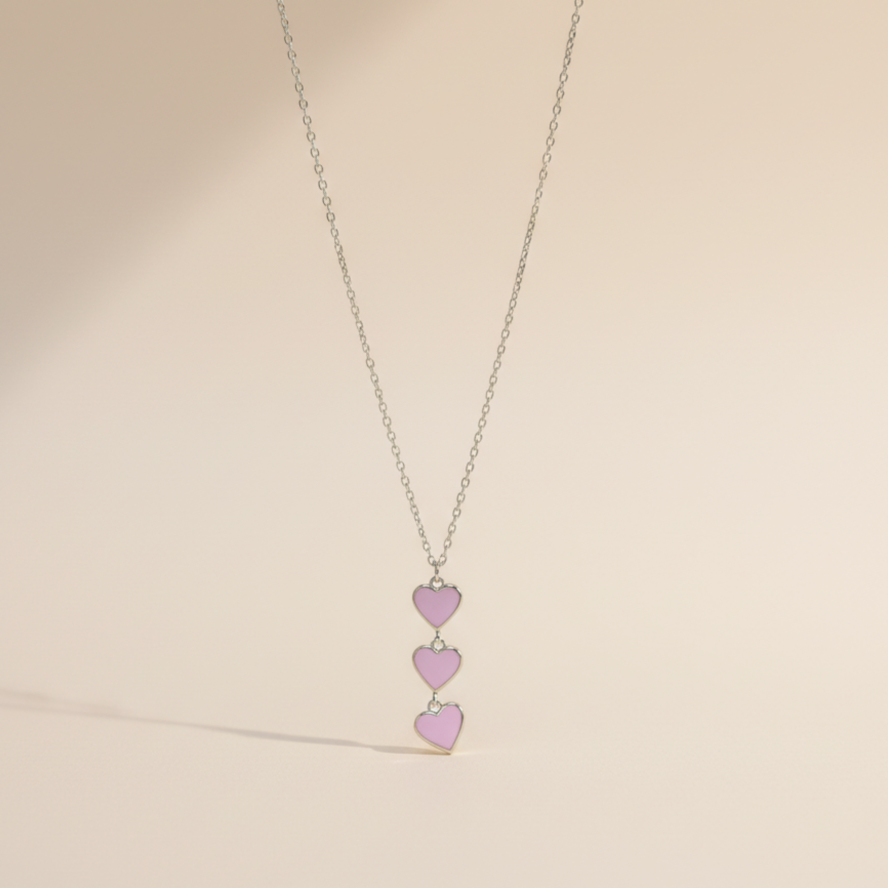 Three Heart Pink Necklace