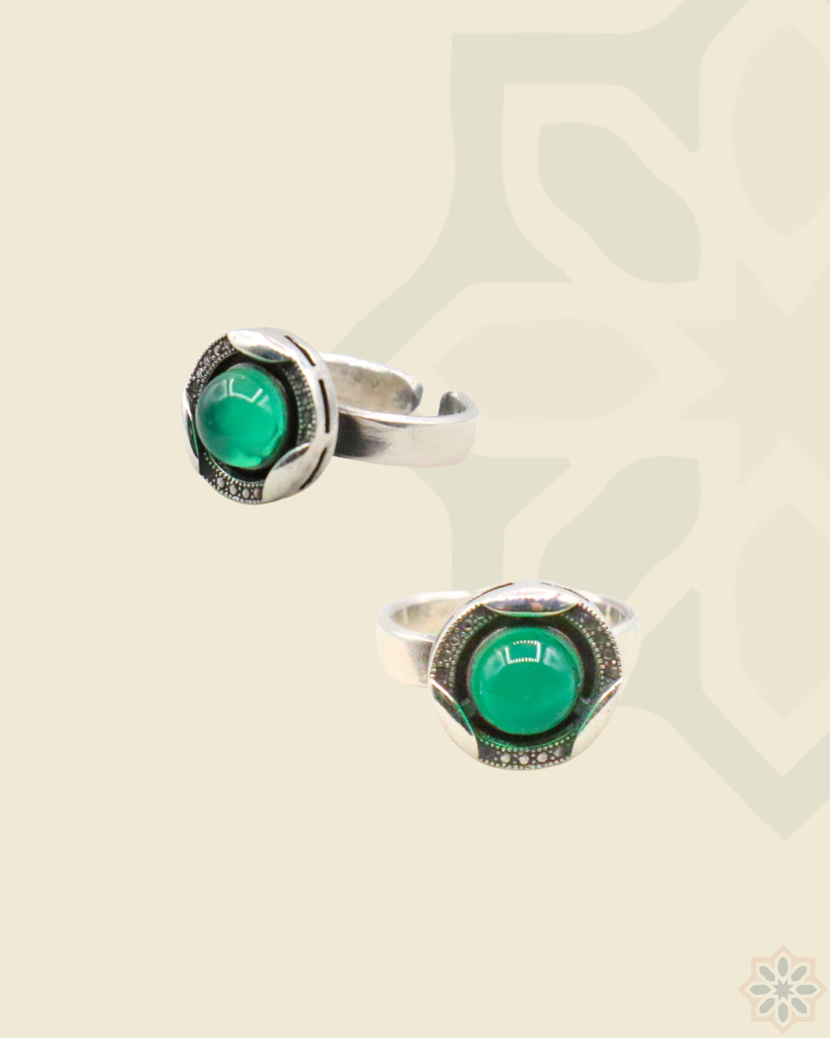 Rose Ring with Green Stone