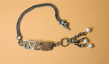 Arabic Silver Bracelet "Keep smiling" with white stones