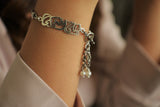 Arabic Silver Bracelet "Keep smiling" with white stones