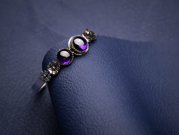 Rose and Leaves Bracelet with Purple Stone (Plain)