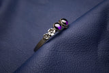 Rose and Leaves Bracelet with Purple Stone (Engraved)
