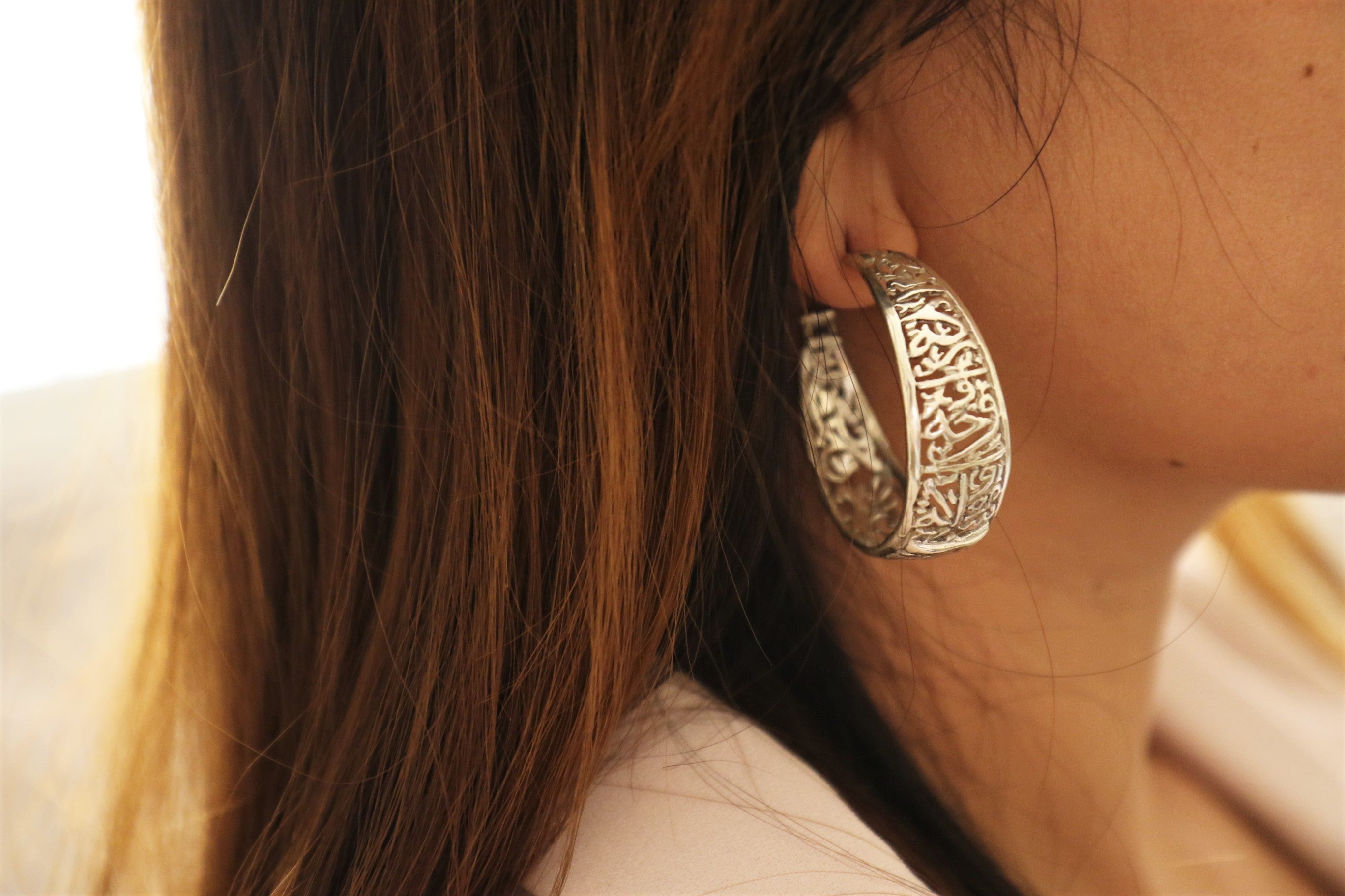 Big Adorned Crescent Earrings