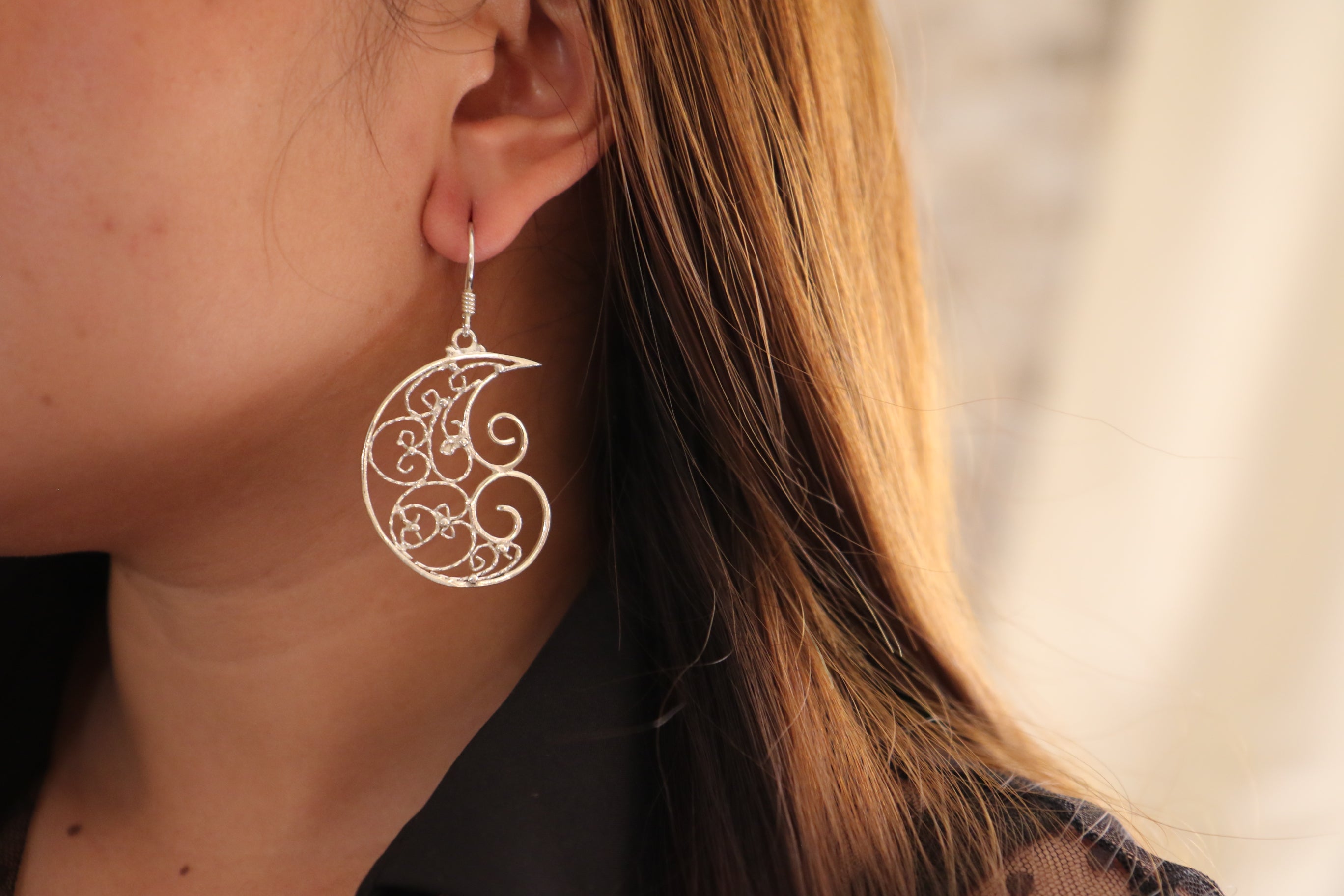 Oriental Silver Embellished Earring