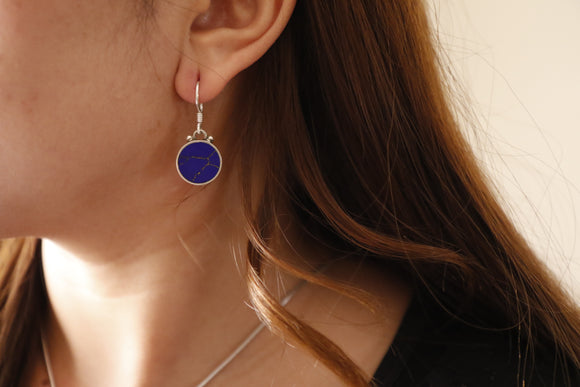Circular blue navy earring