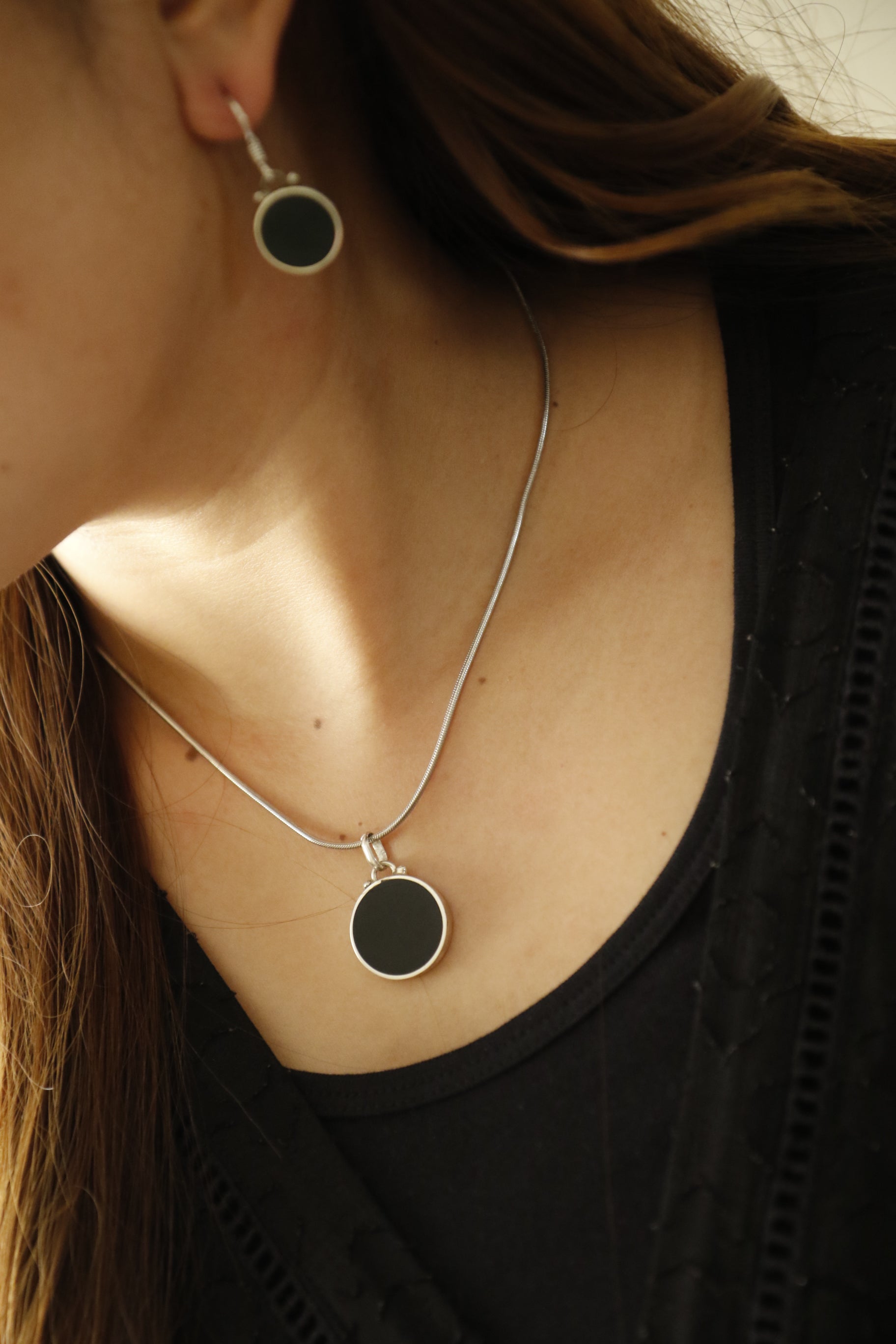 Round Black Earring