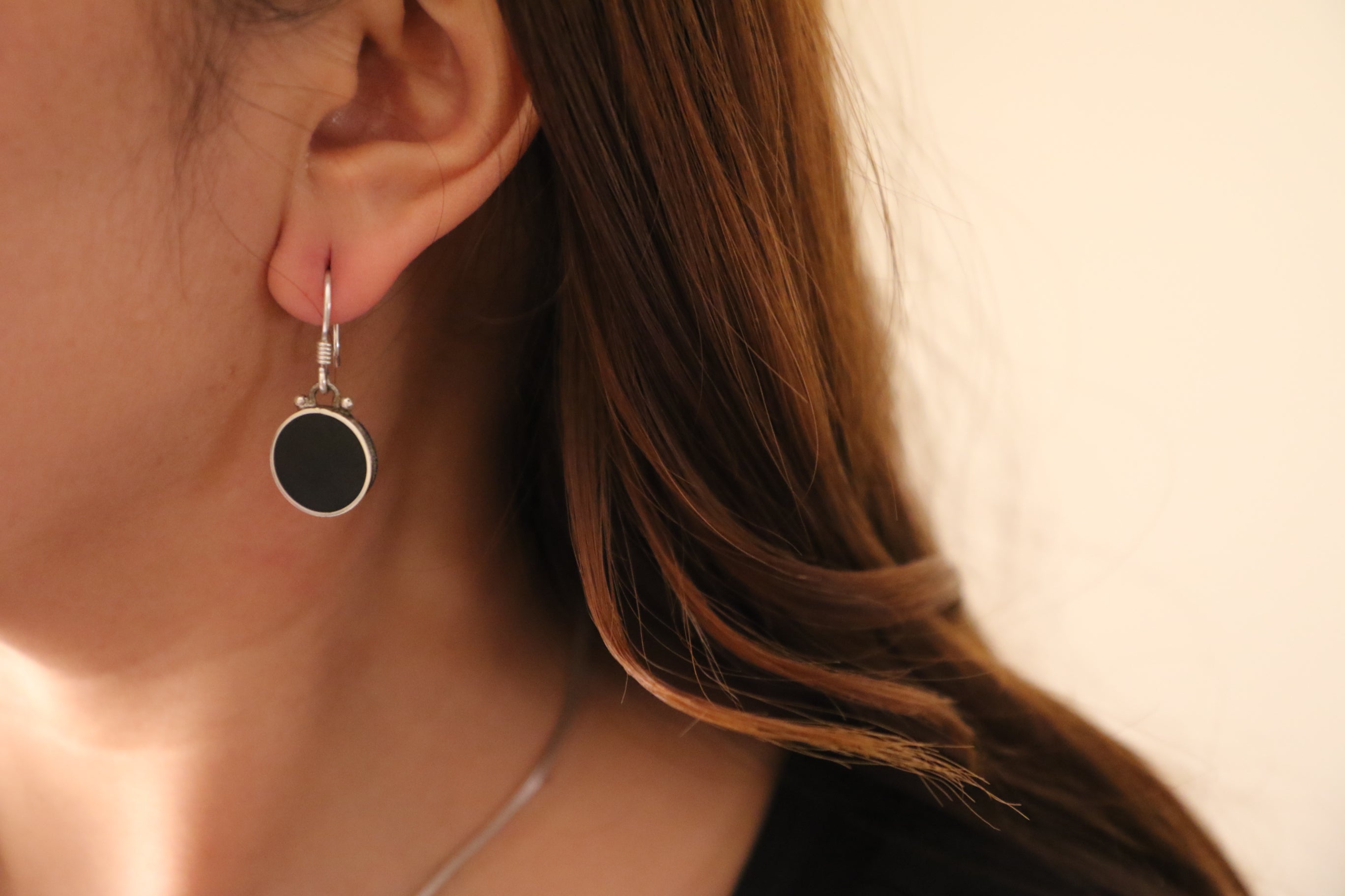 Round Black Earring