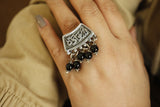 "Happiness" Ring with 5 Dangling Onyx Stones
