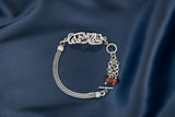 Arabic Silver Bracelet "Keep smiling" with maroon  stones