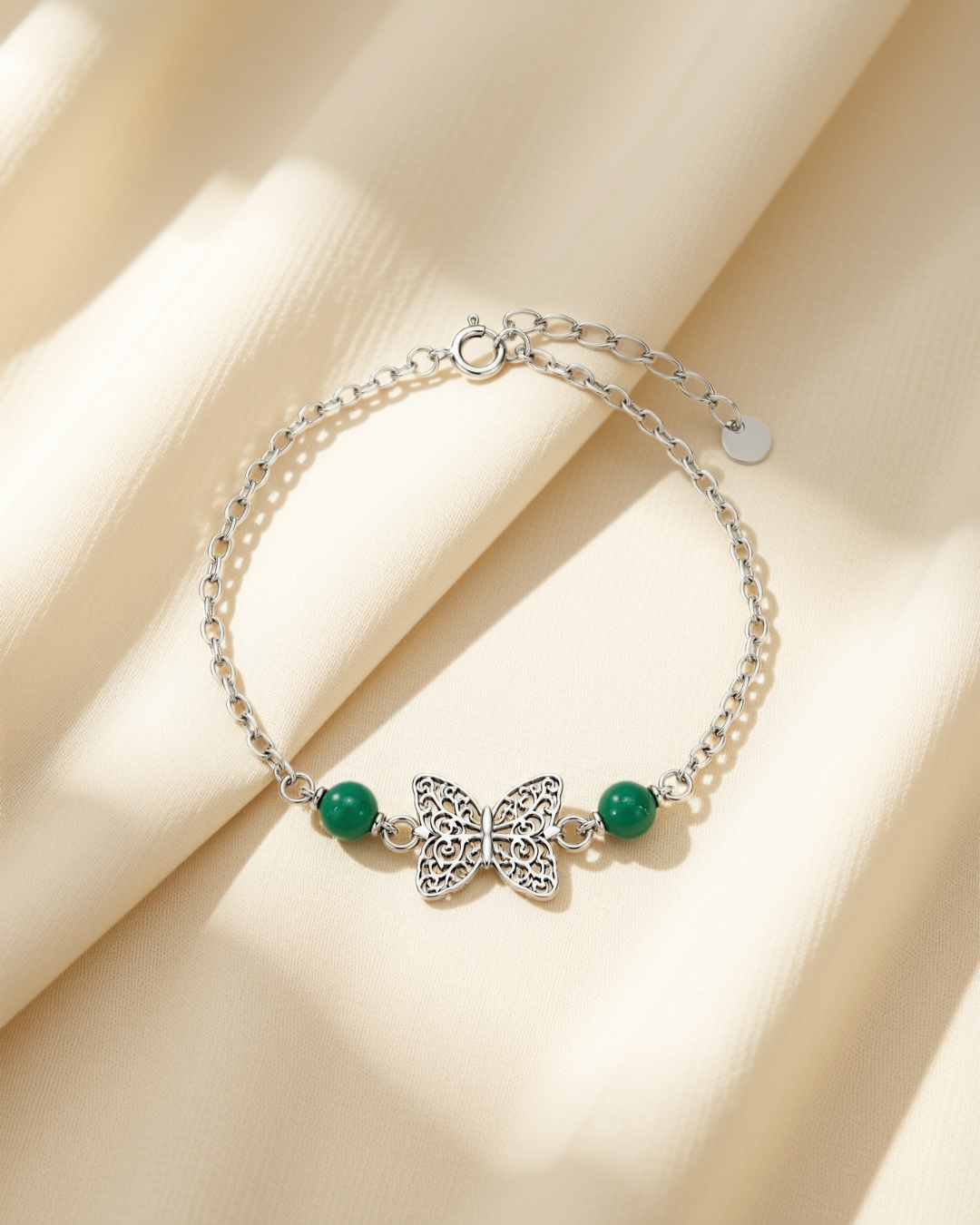 Butterfly Bracelet with Green Stones 1184