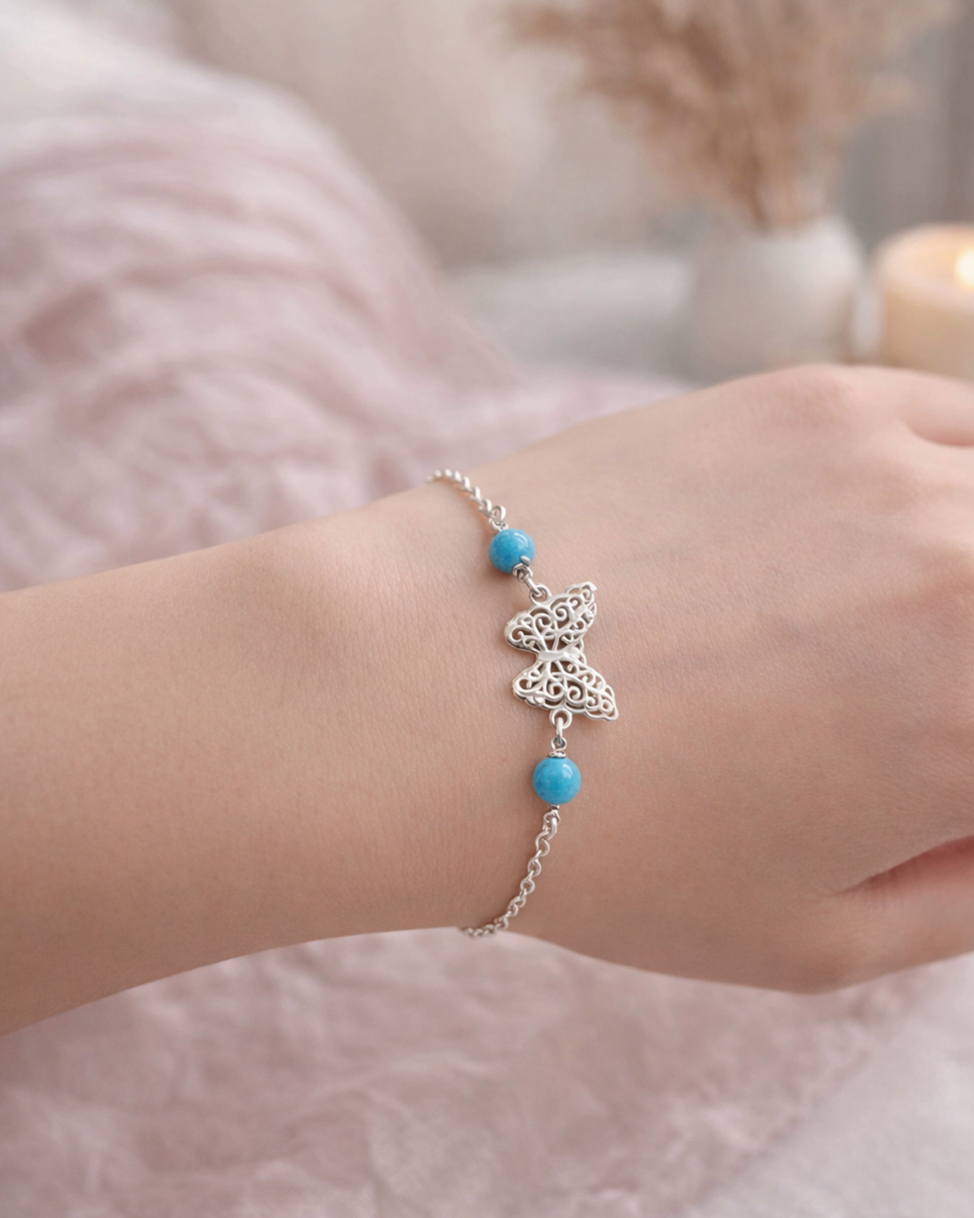 Butterfly Bracelet with Turquoise Stone
