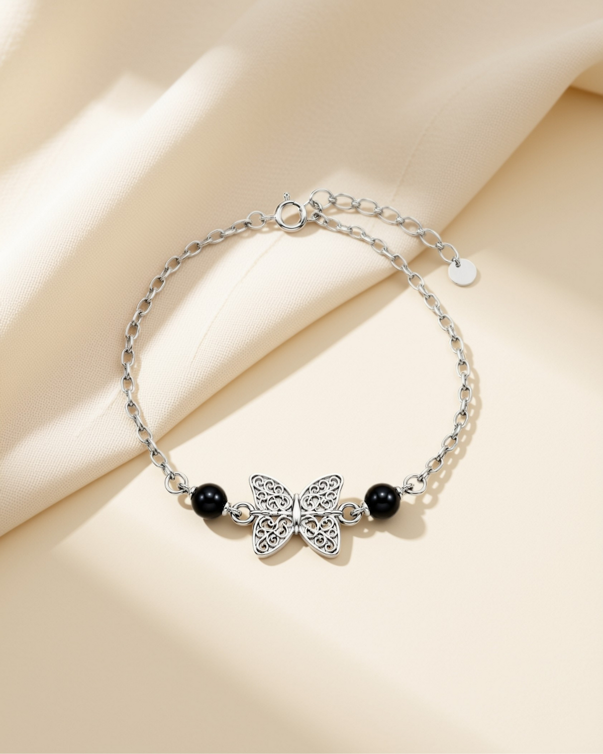 Butterfly Bracelet with Dark Brown Stone