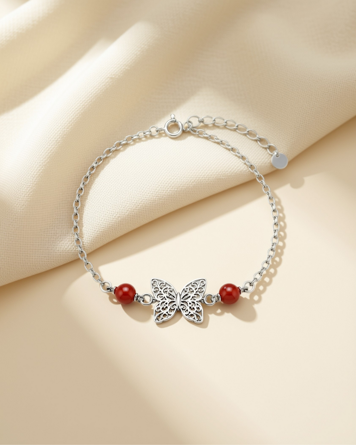 Butterfly Bracelet with Maroon Stones 1188