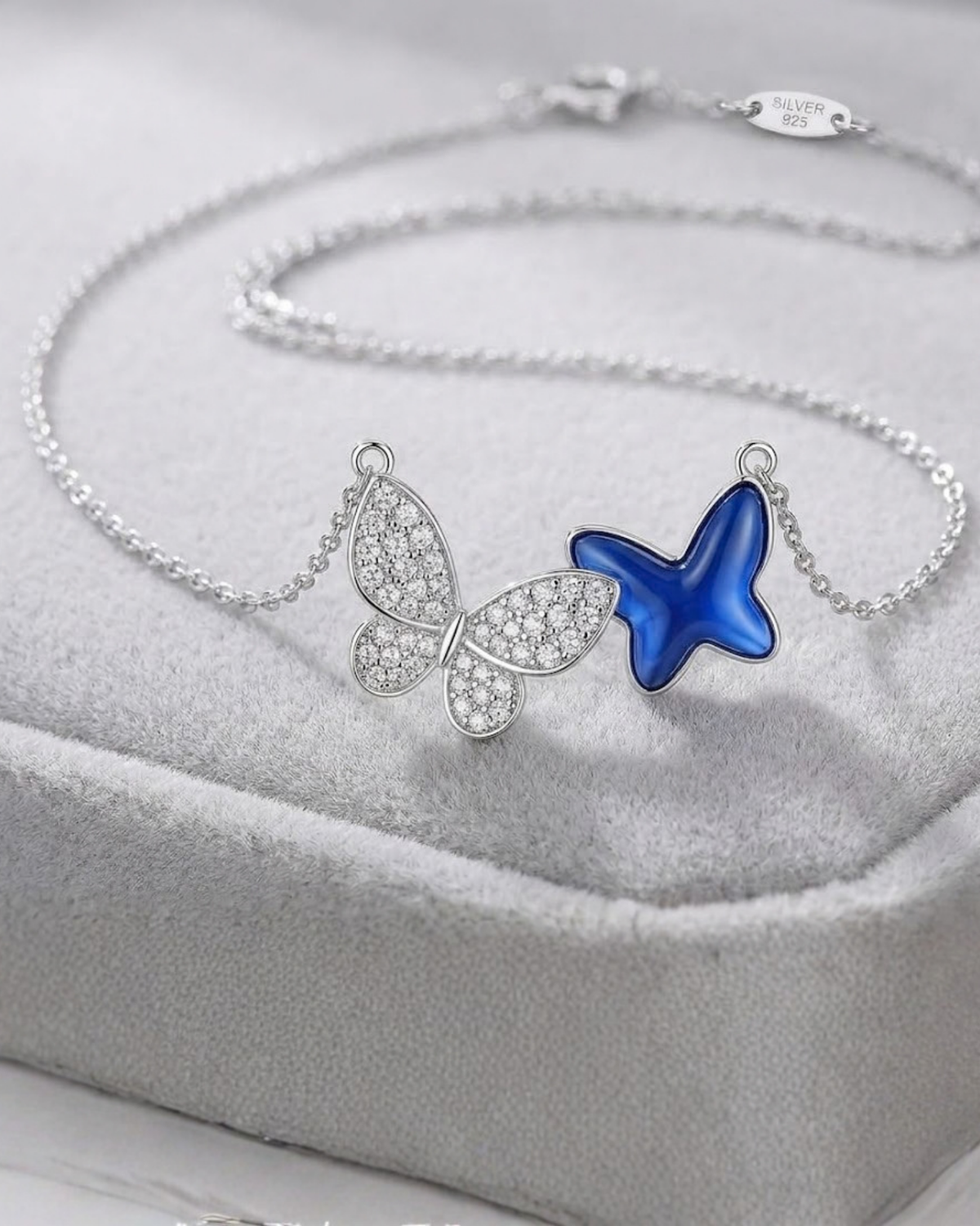 Blue Butterfly Duo Necklace  6307   قلادة