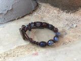 Brown thread bracelet with brown and violet agate