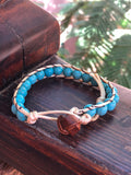 Golden thread bracelet with turquoise stone