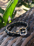 Golden thread bracelet with dark lead stone