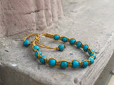 Turquoise train bracelet with macrame clasp