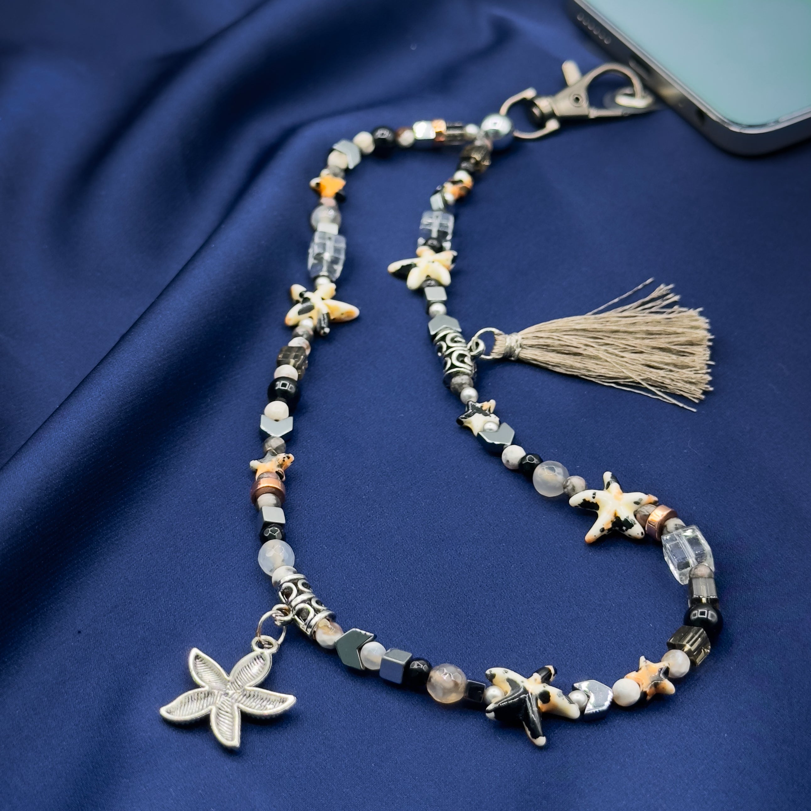 Phone Strap Brown Natural Stones