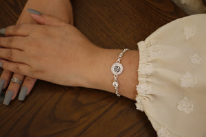 Shiny Silver "Happiness" Bracelet