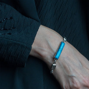 "Love" and "Happiness" Rectangular Bracelet (Turquoise)