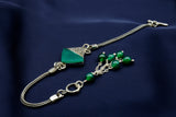 Conjoined triangles bracelet (Green Agate)