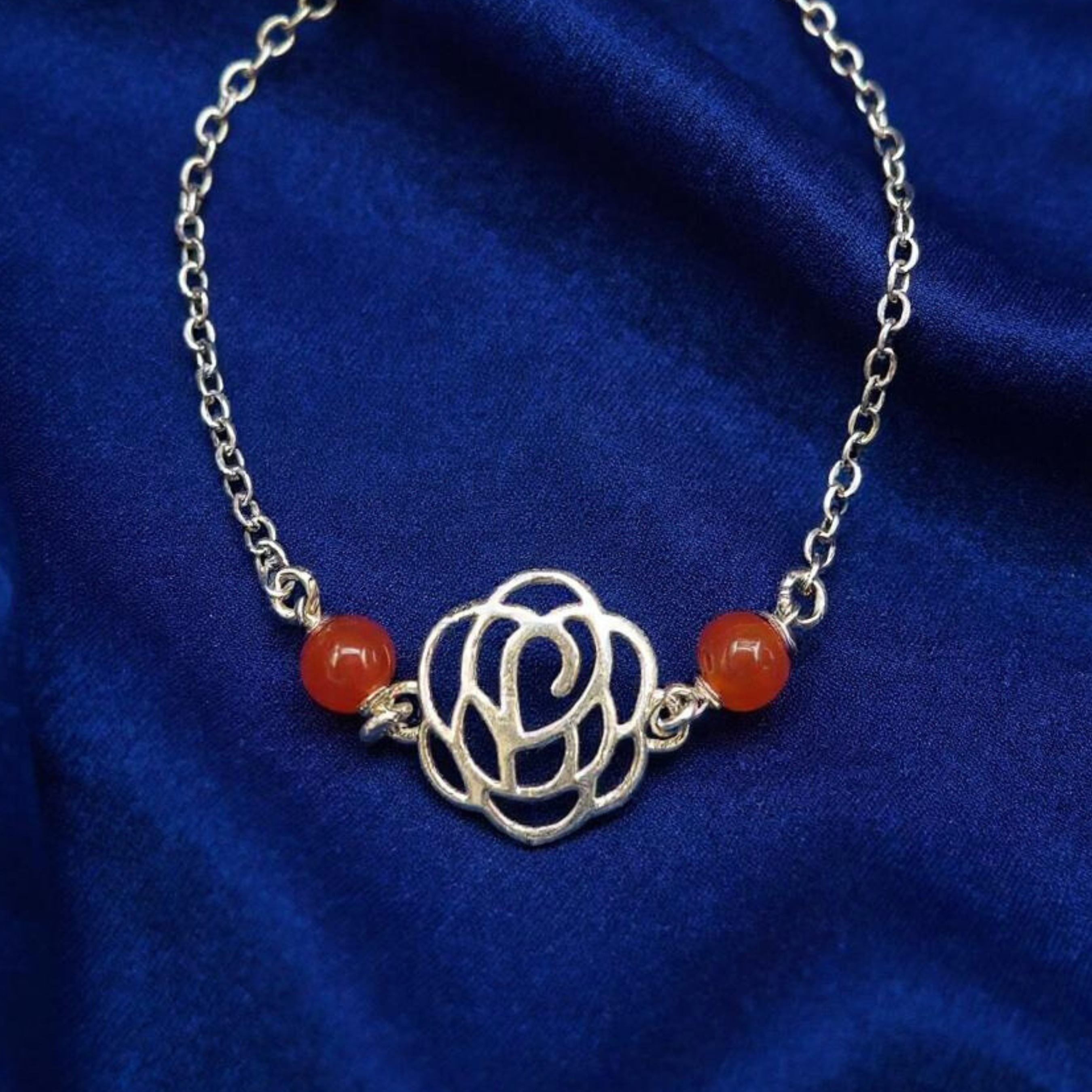 Bloom Chain Bracelet with Brown Agate