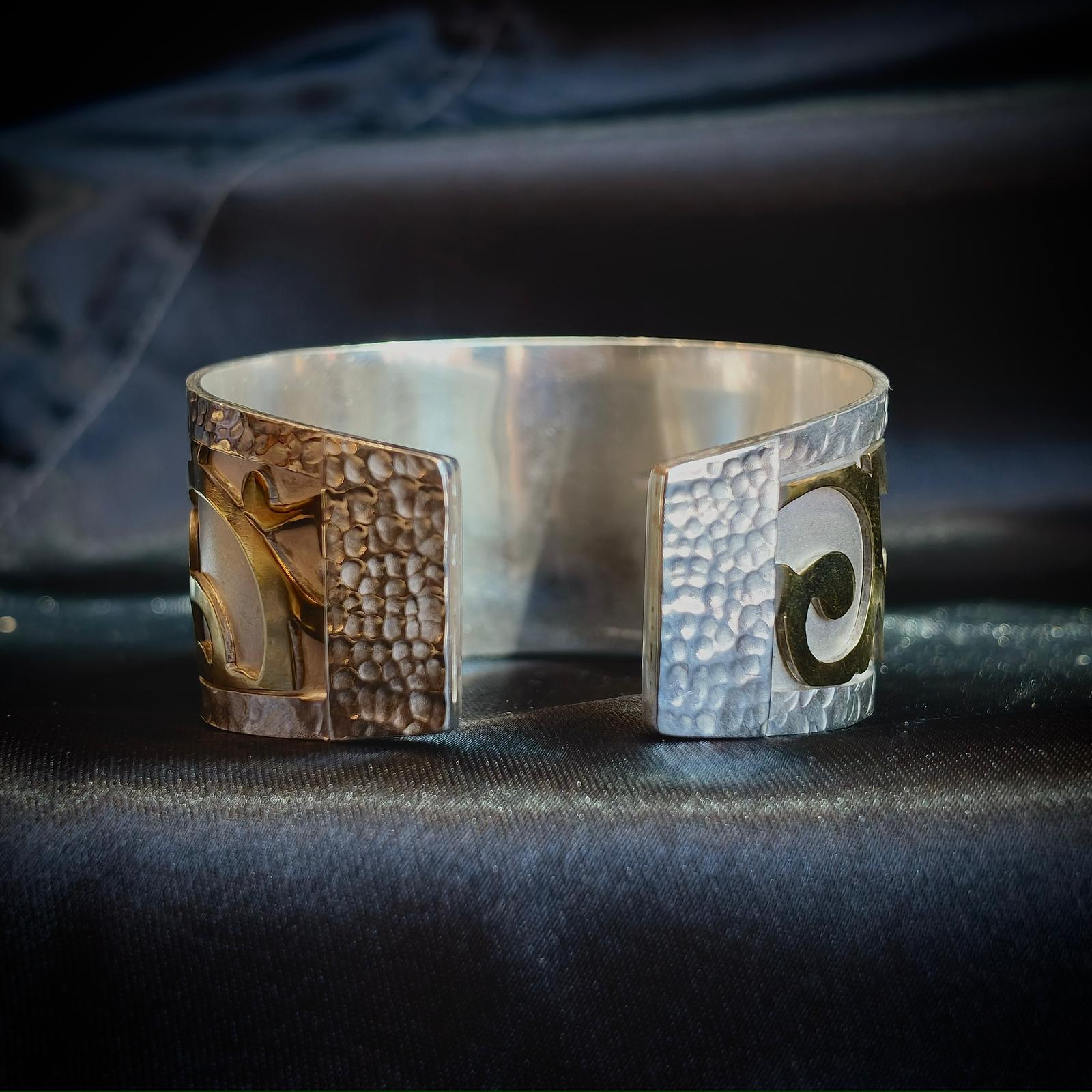 Golden Calligraphy Hammered Cuff 1380