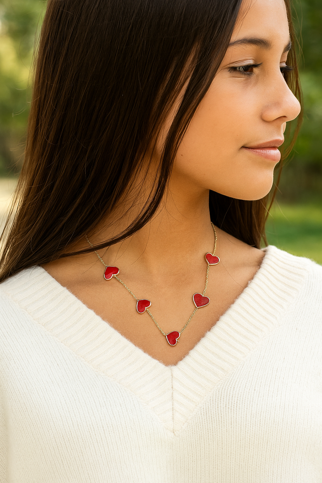 Seven Hearts Red Necklace