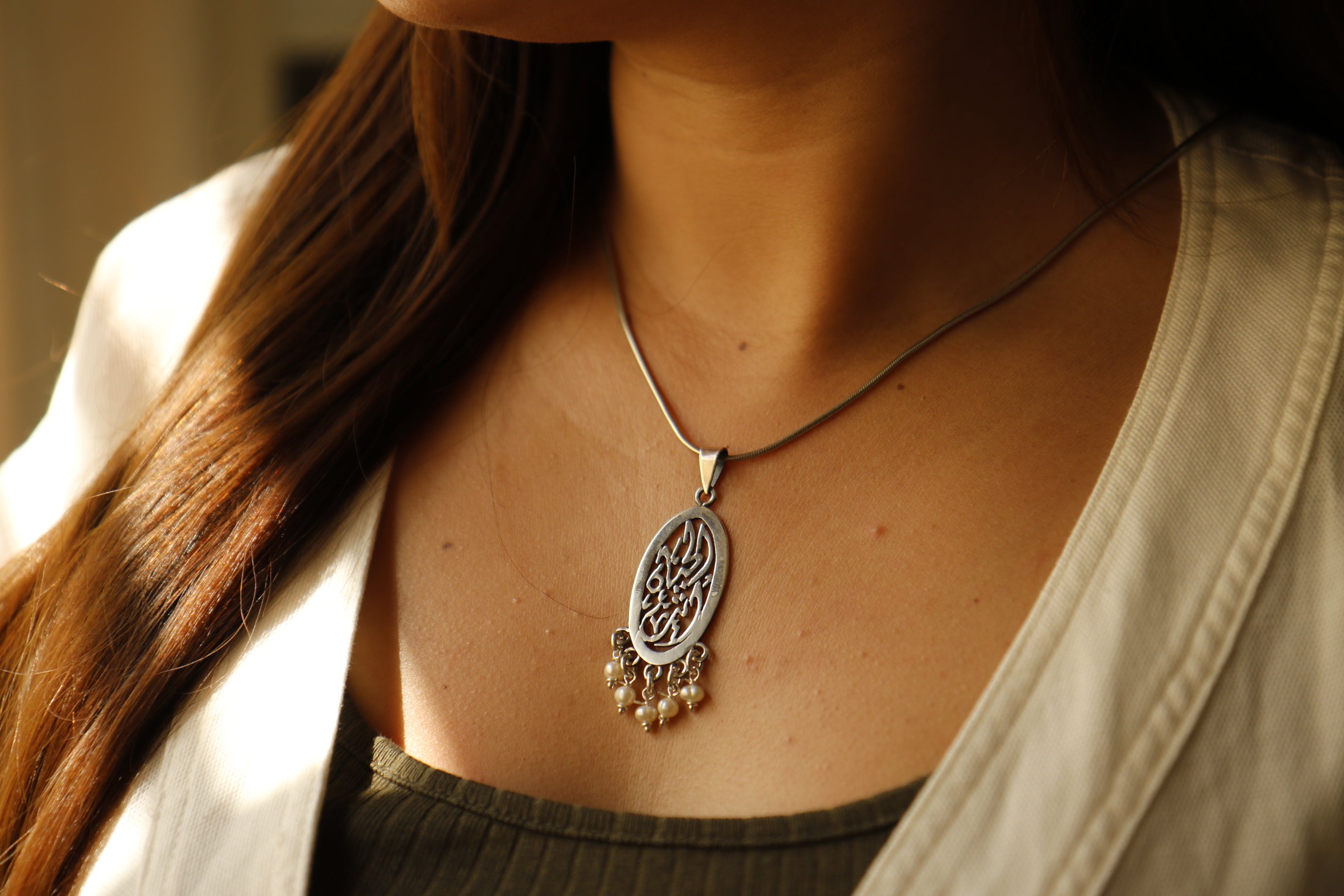 "You Are The Life" Pendant With Pearl Stones