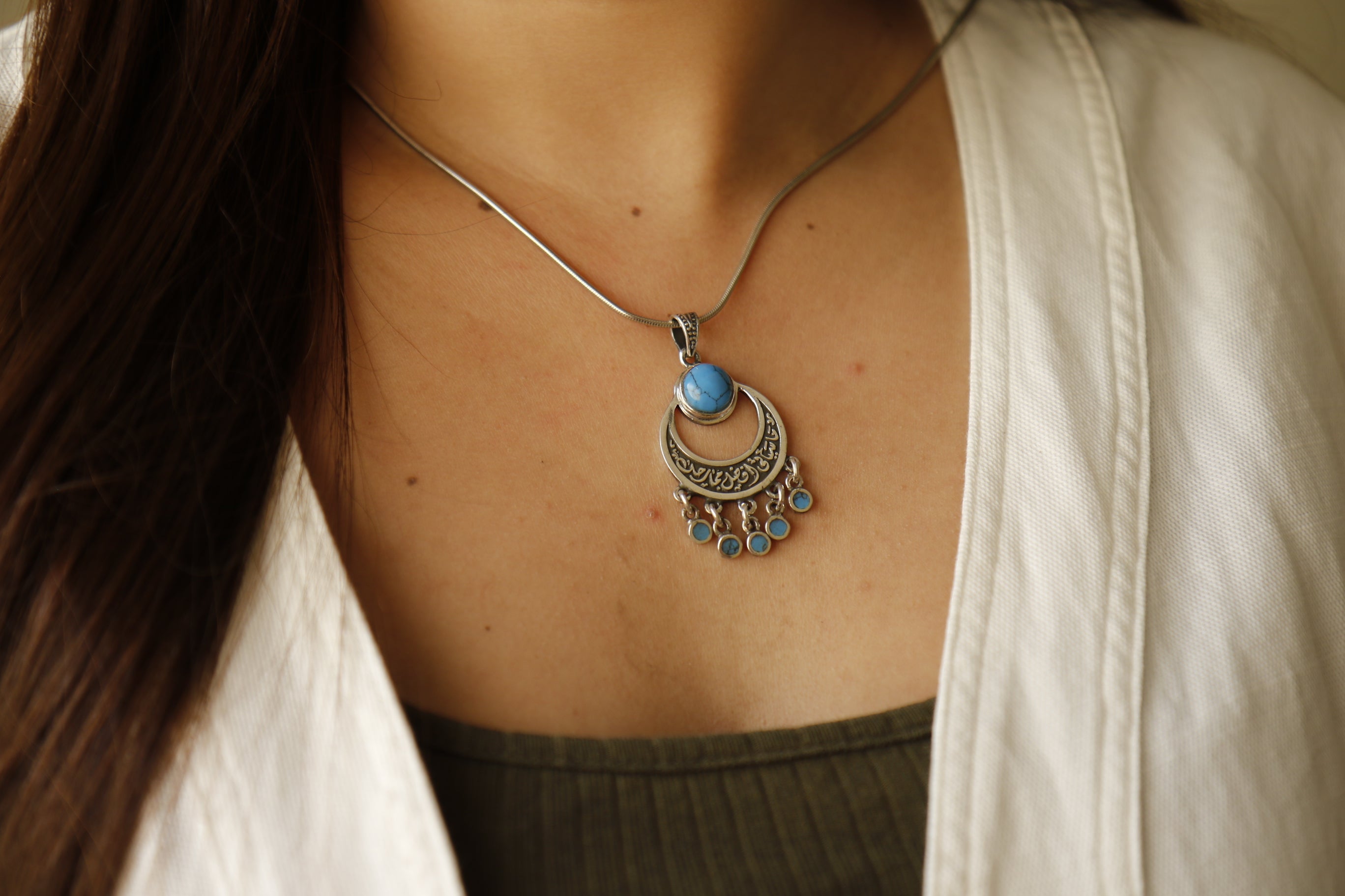 Hope Pendant With Turquoise Stones