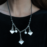 Three triangles necklace with Pearl