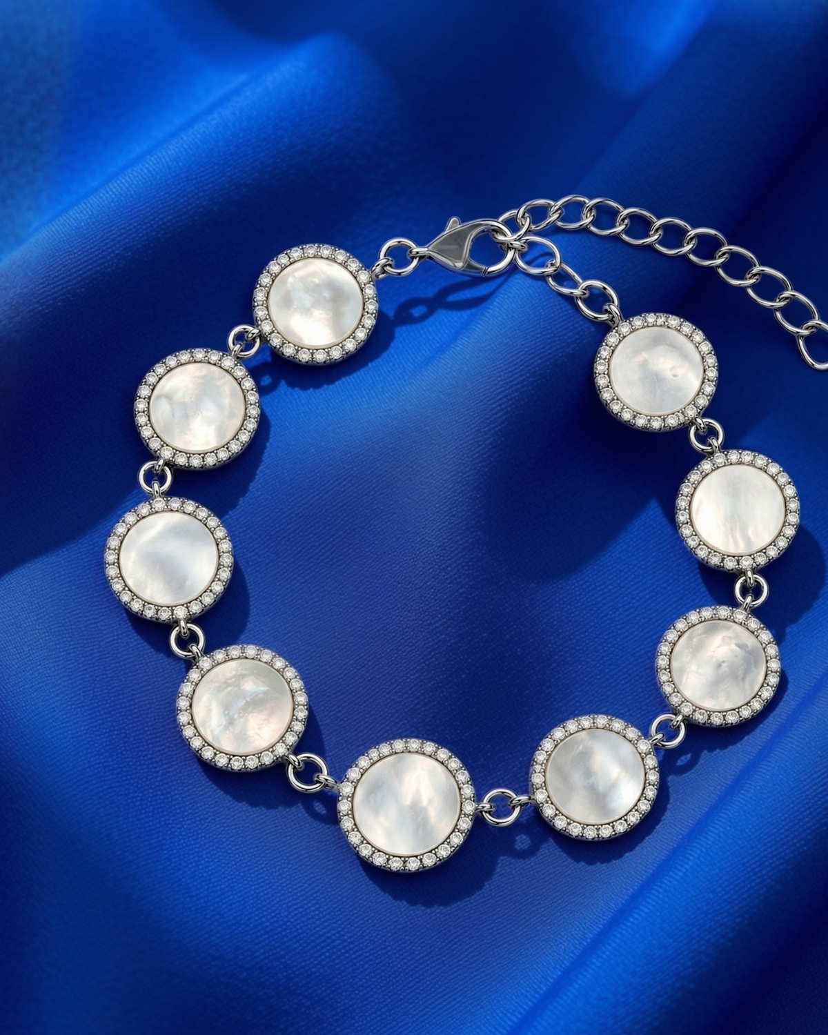 Mother of Pearl Halo Tennis Bracelet 3225 إسورة