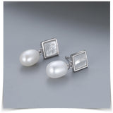 Earrings with Pearls and Square