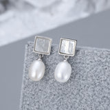 Earrings with Pearls and Square