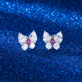 4241 Earrings Silver Butterfly Crystal