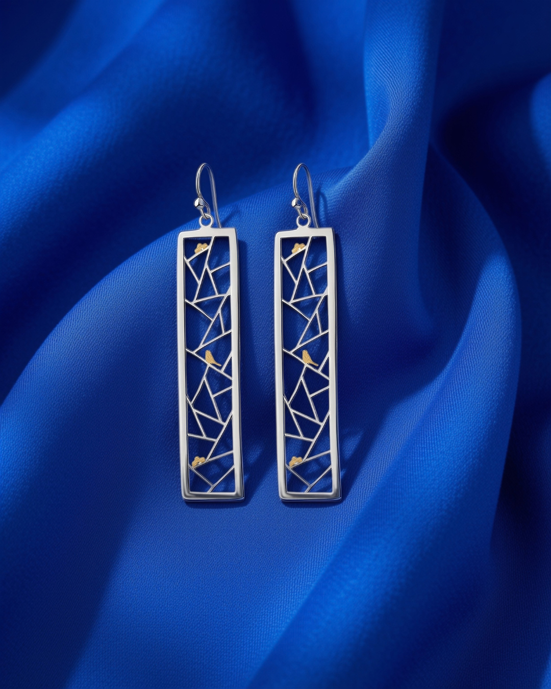 Golden Birds Branch Earrings 4322  ﻗﺮط