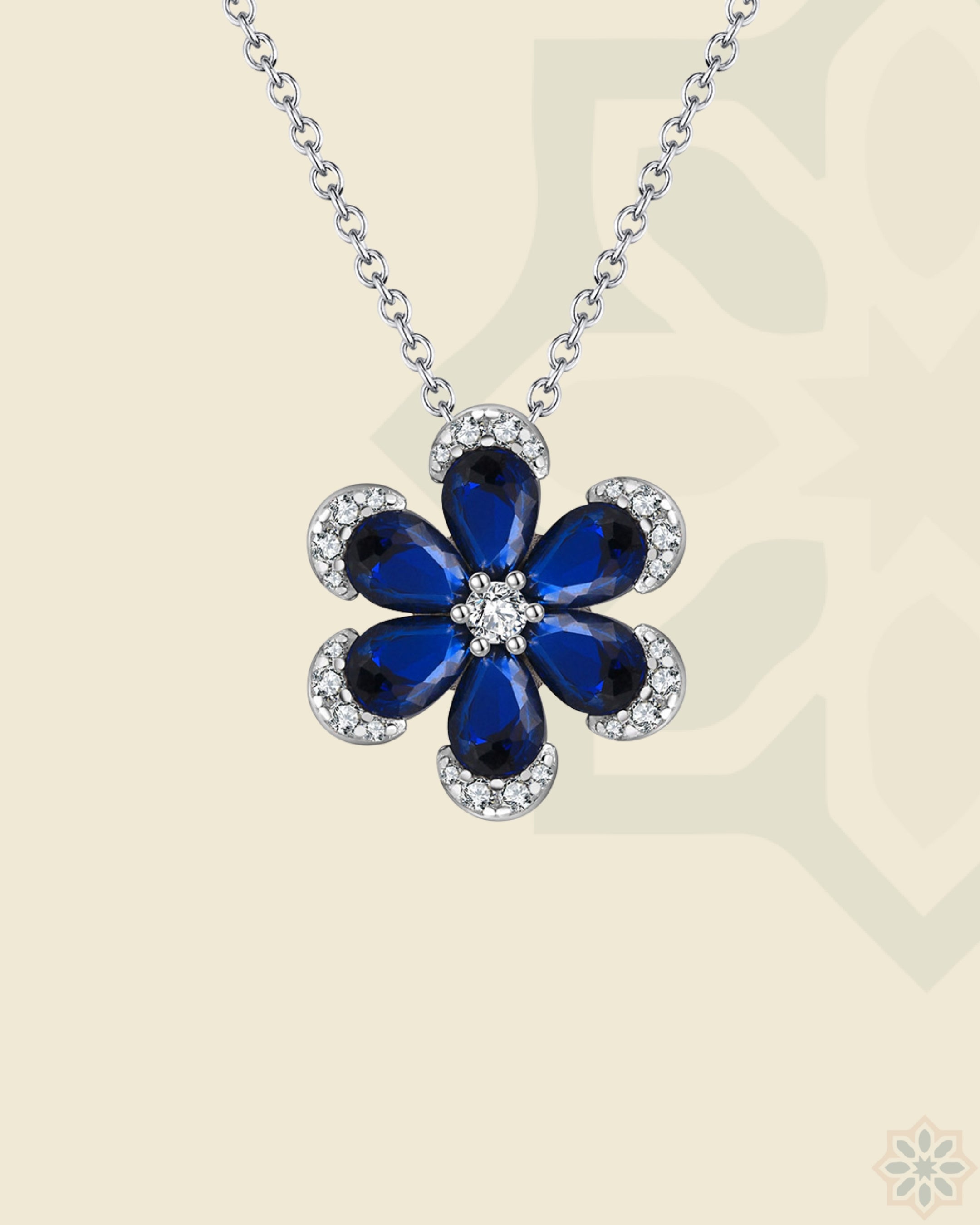 Blue Bloom Silver Necklace