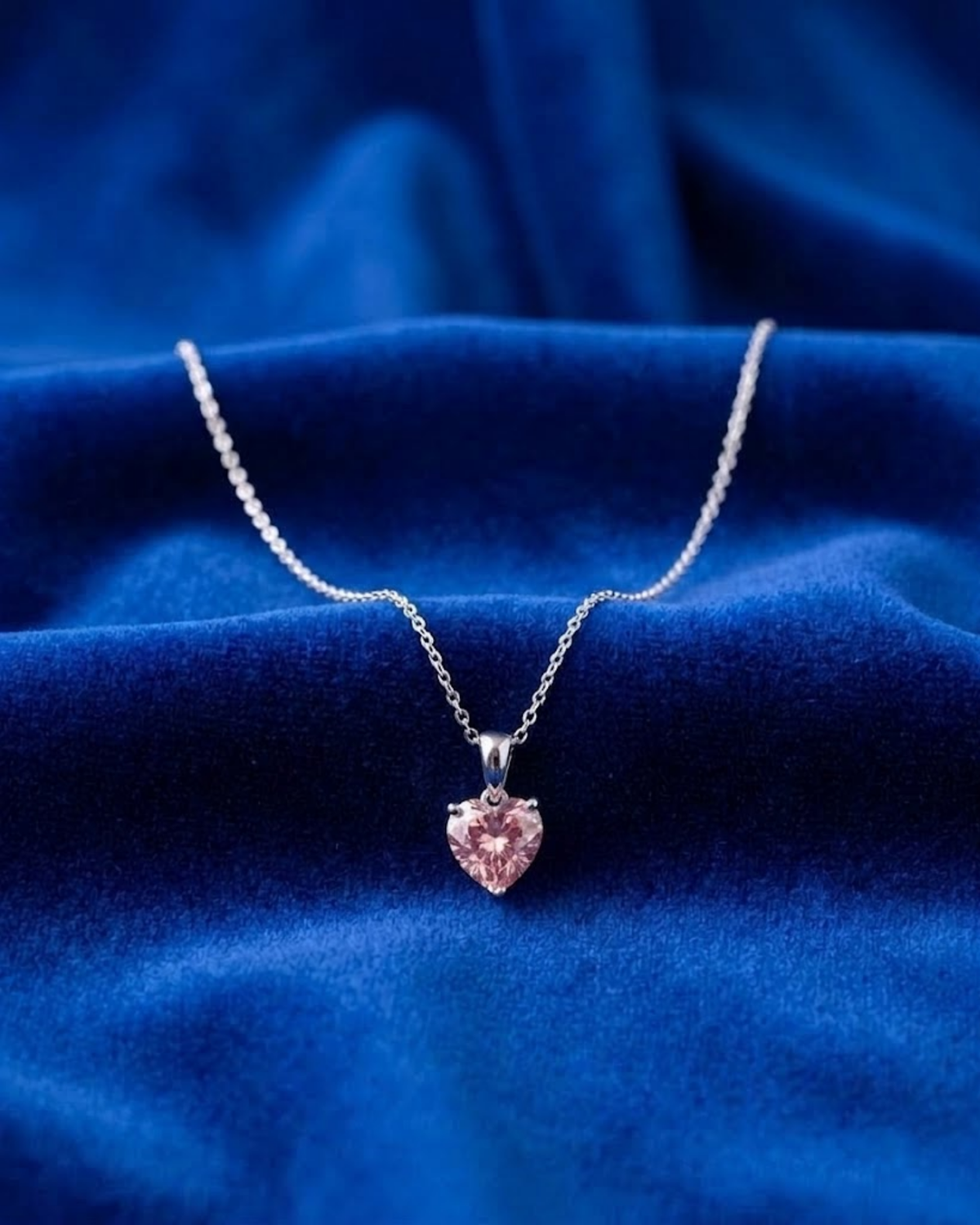 Pink Heart Solitaire Necklace  6301   قلادة