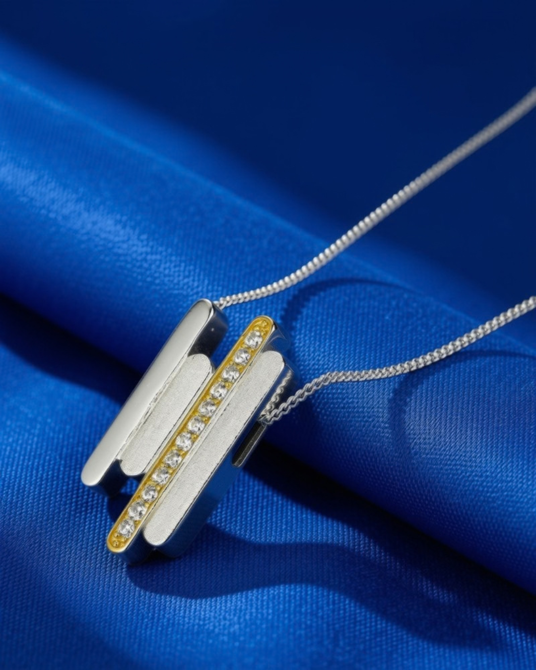 Golden Zircon Bars Necklace 6312  ﻗﻼدة
