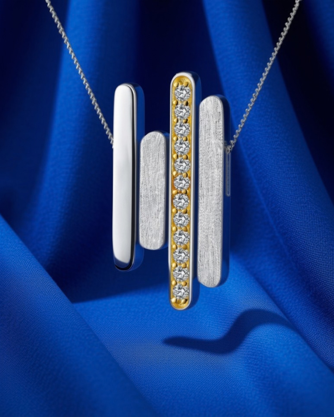 Golden Zircon Bars Necklace 6312  ﻗﻼدة