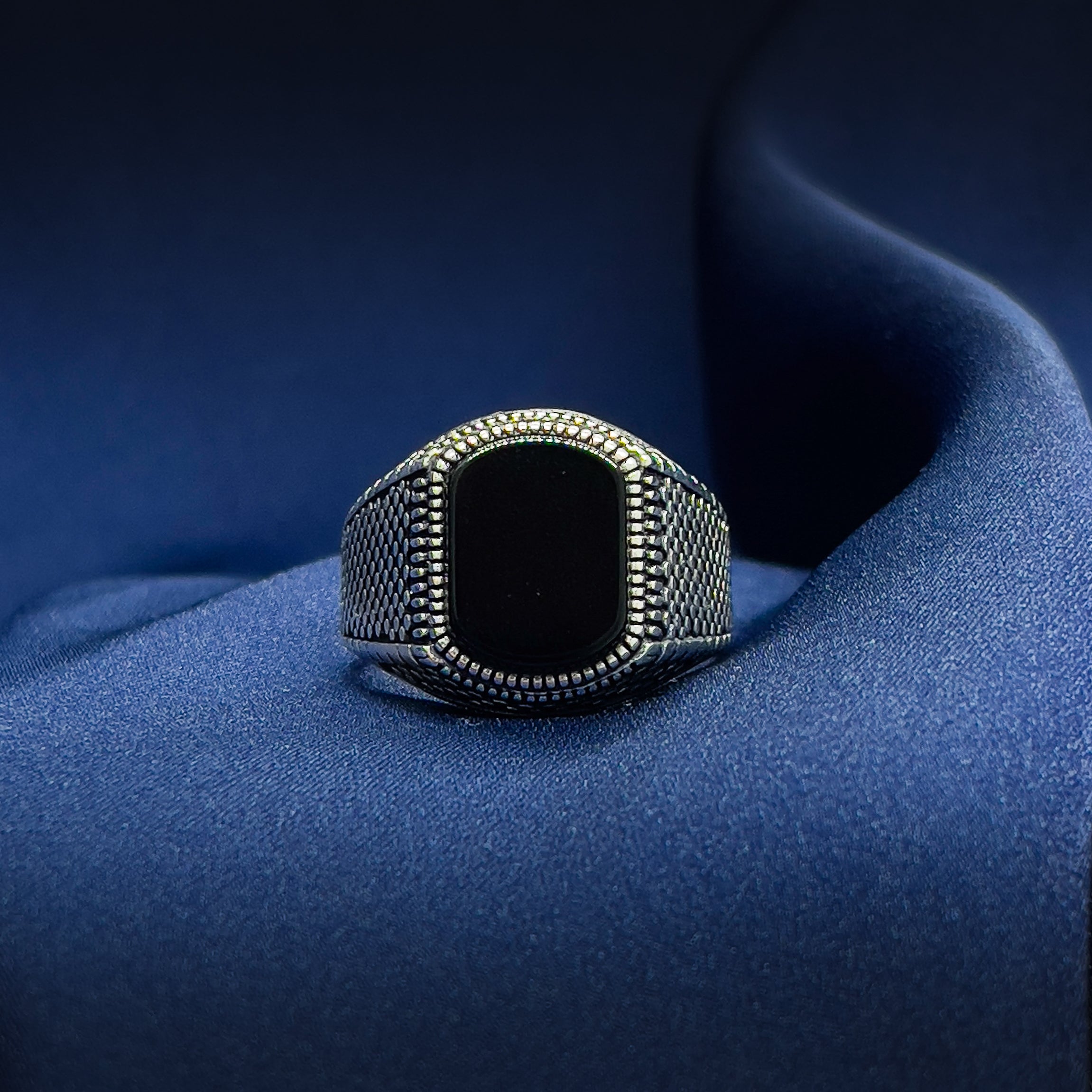 Black Agate Edge Ring